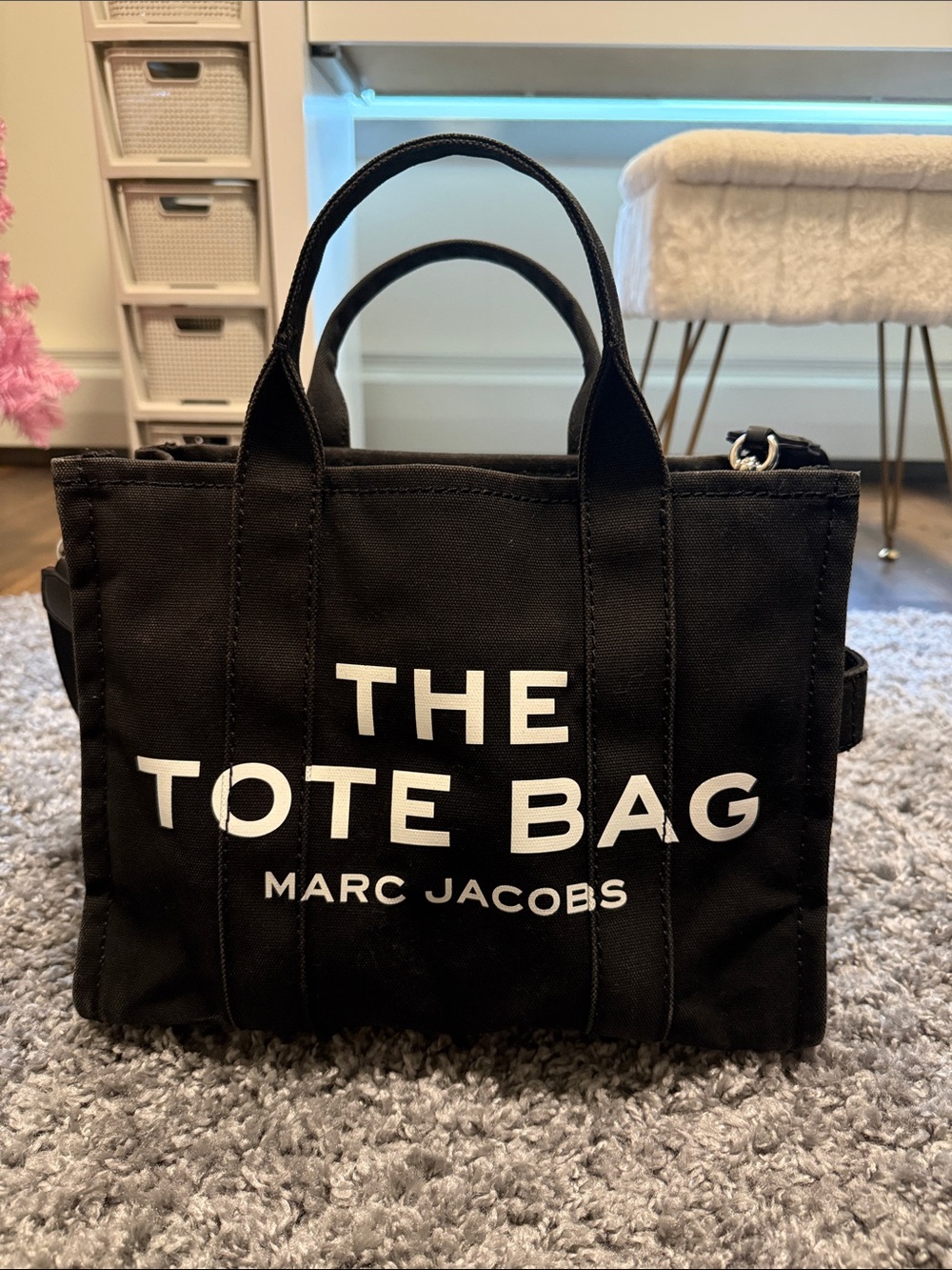 Marc Jacobs Black Canvas Tote with White Logo